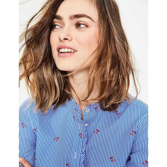 Boden Striped Cherry Print Cotton Mabel Long Sleeve Button Down Shirt size 4R - Picture 5 of 7